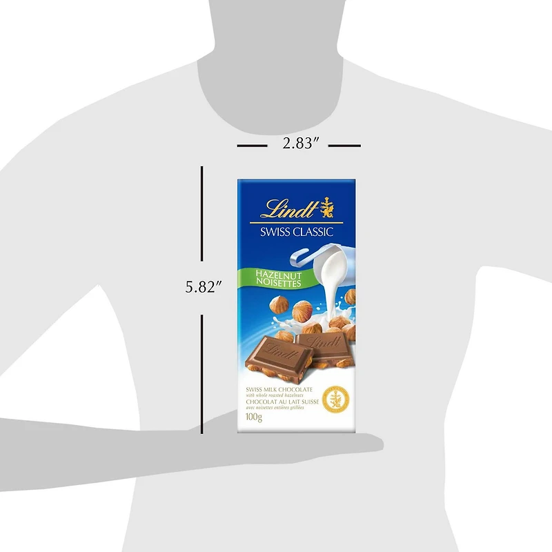 Chocolat au lait avec noisettes Lindt SWISS CLASSIC – Barre (100 g) 100 g
