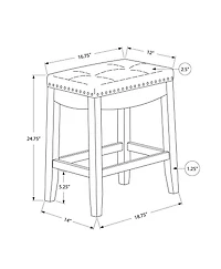 Monarch Specialties Tabouret De Bar, Lot De 2, Hauteur Du Comptoir, Siège De Selle, Cuisine, Bois, Pu D'aspect Cuir, Blanc, Gris, Transitionnel