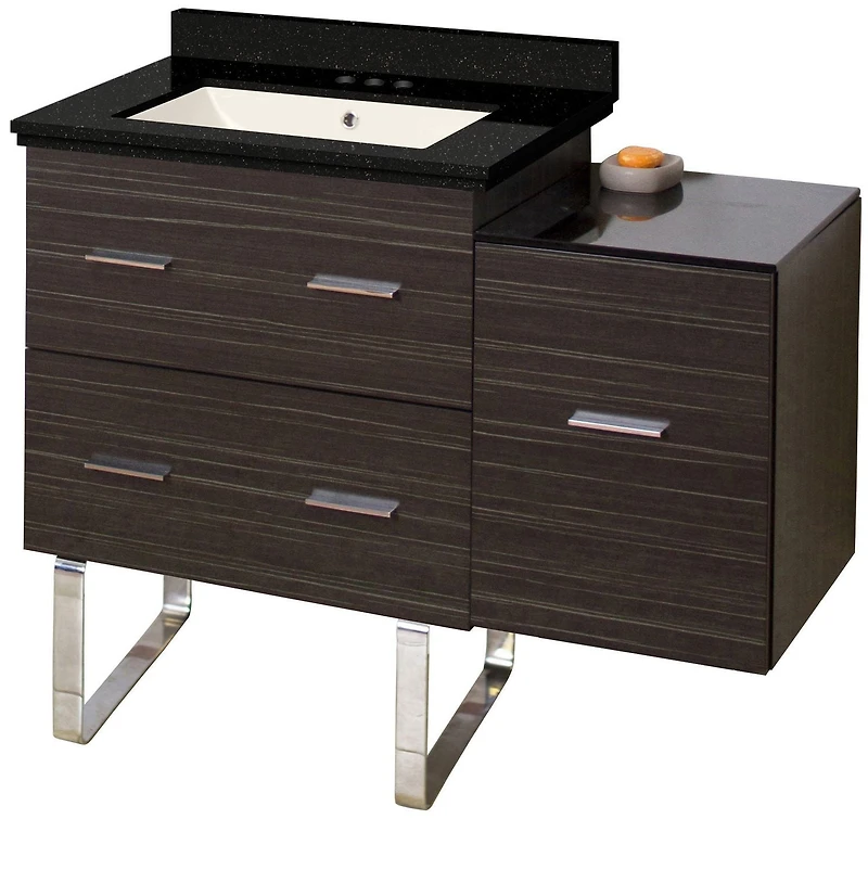 American Imaginations 37.75-in. W Floor Mount Dawn Grey Vanity Set For 3H8-in. Drilling Bianca Carara Top White UM Sink AI-18790