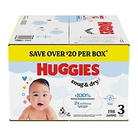 Couches Huggies Snug & Dry pour bébé, taille 3 (16 à 28 lb), 198 unités S&D UVP