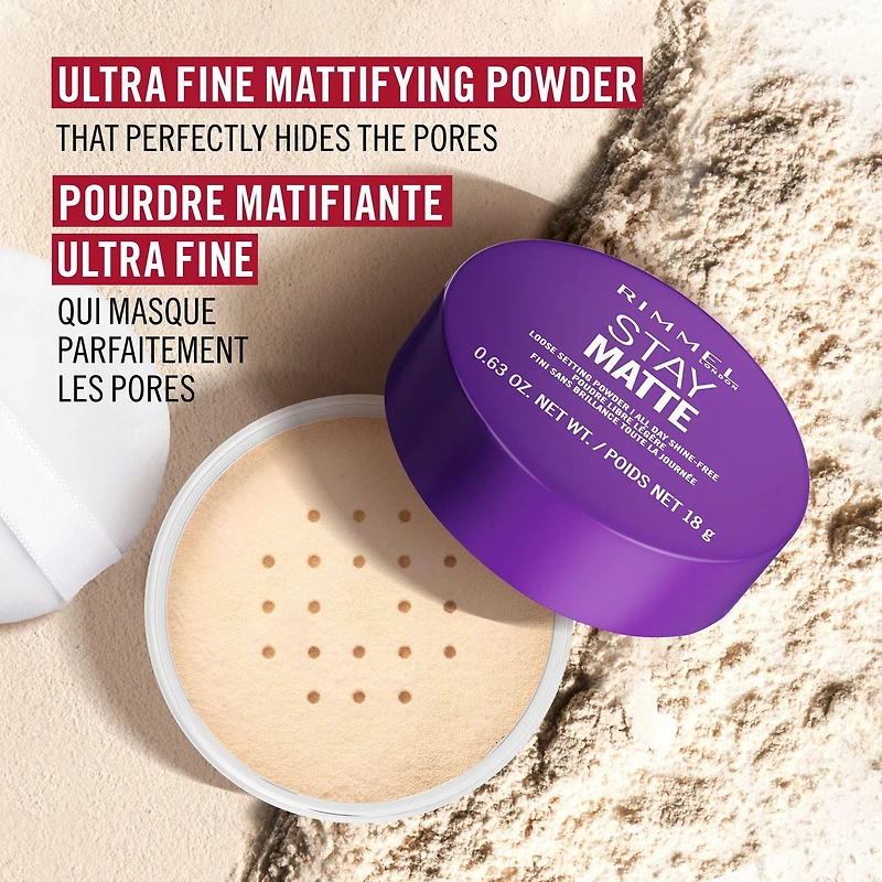 Rimmel Stay Matte Loose Powder, Lightweight, soft focus effect, soft luxurious applicator puff, Talc-Free, 100% Cruelty-Free, Talc free loose poweder