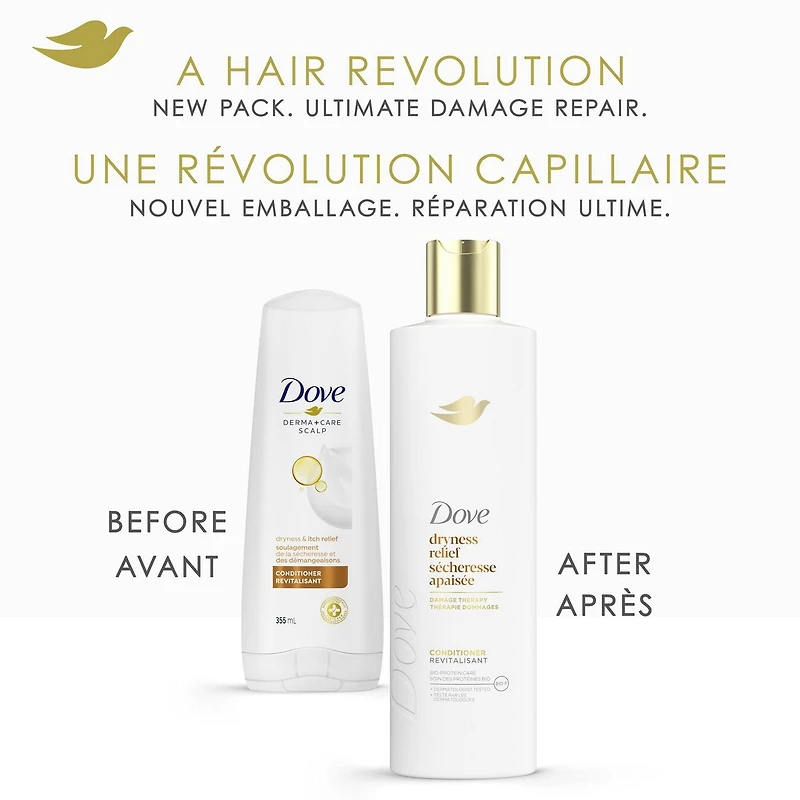 Dove Dryness & Itch Relief Conditioner for Dry and Itchy scalp, with Liquid Bio-Protein Care technology 355mL, 355 ML