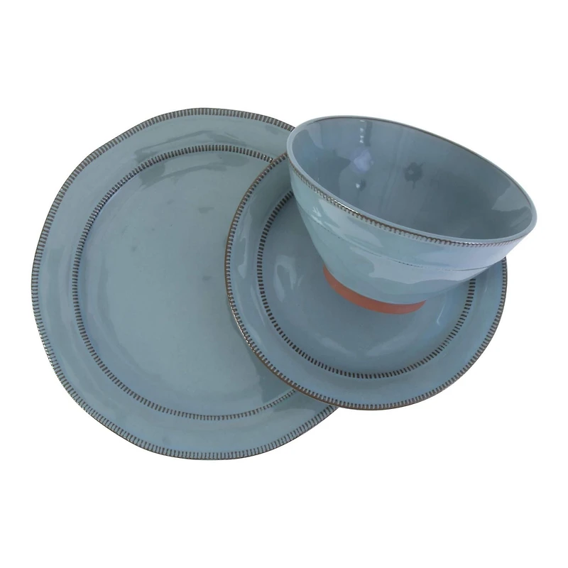Gibson Elite Terranea Service de table 12 pièces Bleu sarcelle Terre cuite