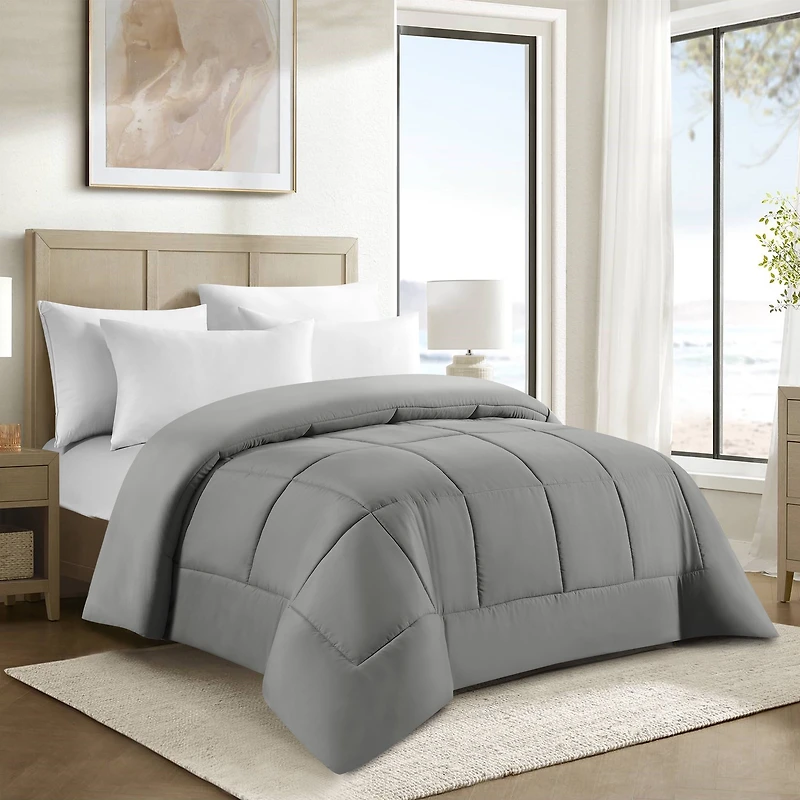 Swift Home Couette de Substitution au Duvet Basic, Toutes Saisons Hypoallergénique et Confortable, Queen, Gris clair