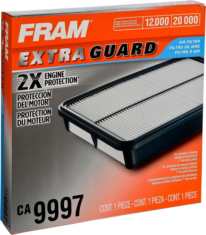 Filtre à air CA9997 Extra GuardMD de FRAM(MD) Aide à prévenir la réduction de l’accélération et de la puissance du moteur.