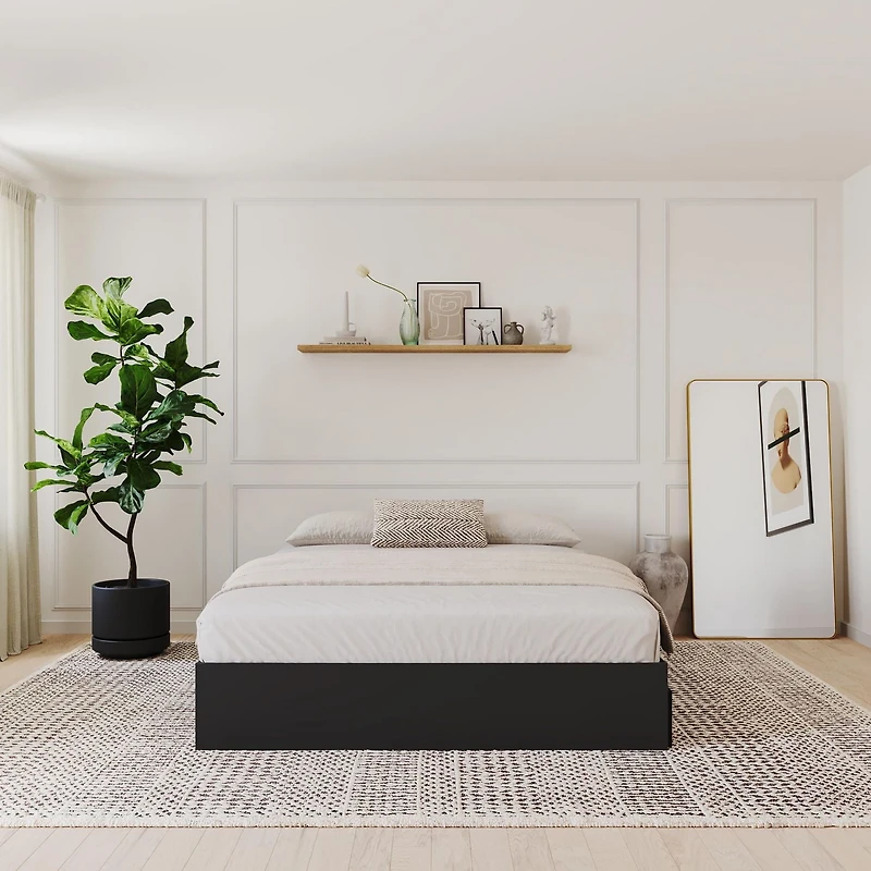 Lit rangement 3 tiroirs Corbo de Nexera, fini noir