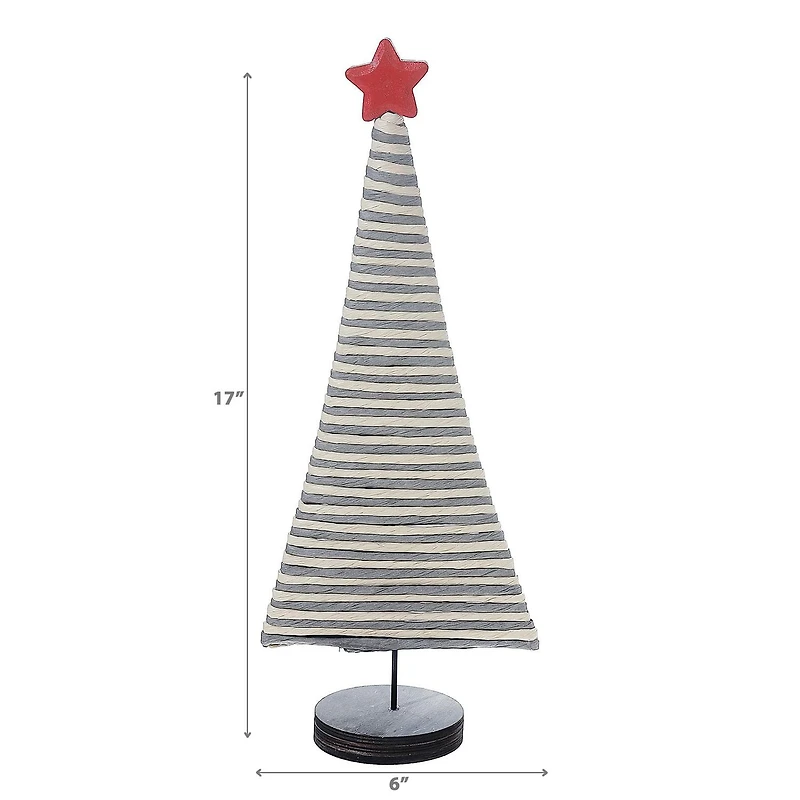 Natural Grey Tree With Star On Wood Base Large - Set of 2