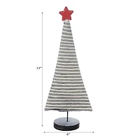 Natural Grey Tree With Star On Wood Base Large - Set of 2