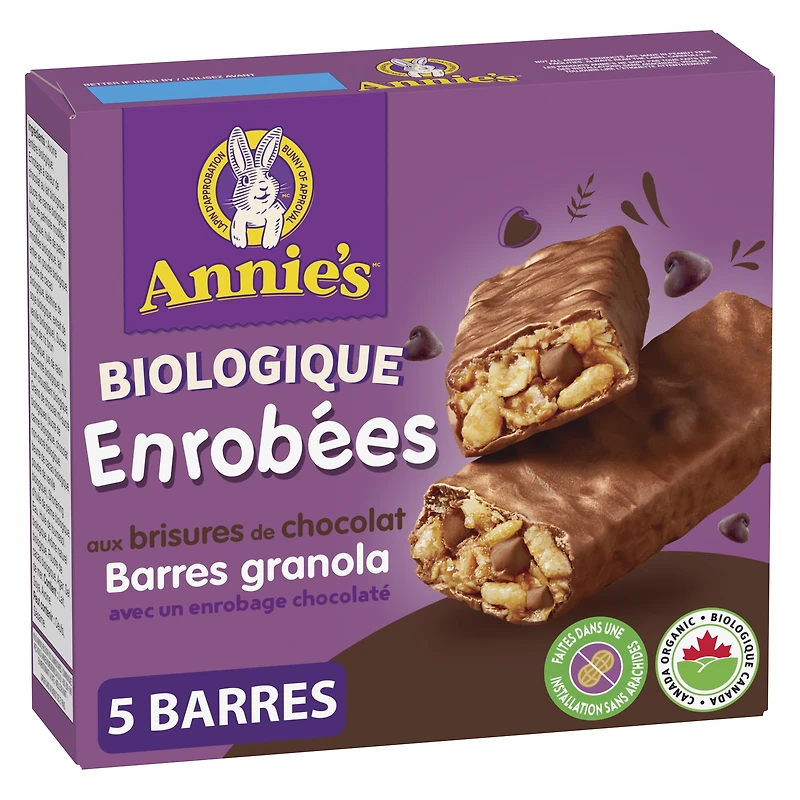 Annie's Biologique Enrobées aux brisures de Chocolat Barres granola 130g