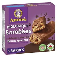 Annie's Biologique Enrobées aux brisures de Chocolat Barres granola 130g