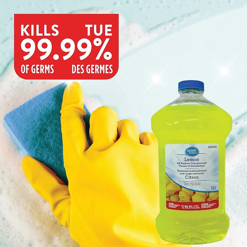 Great Value Nettoyant et désinfectant concentré tout usage 1,2 l