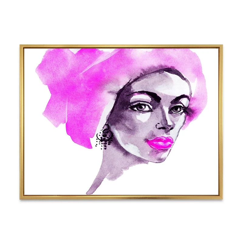 Designart Afro American Woman Fashion Portrait FLOAT FRAME WALL ART