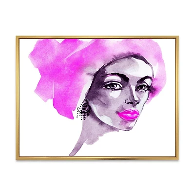 Designart Afro American Woman Fashion Portrait FLOAT FRAME WALL ART