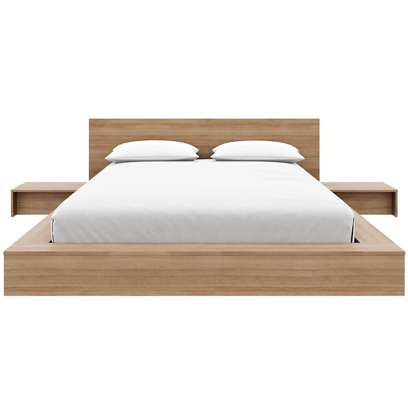Ensemble de chambre à coucher Kanso 4 pièces avec lit queen size et plateforme basse