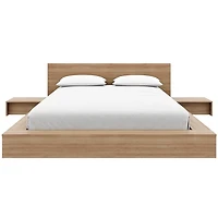 Ensemble de chambre à coucher Kanso 4 pièces avec lit queen size et plateforme basse