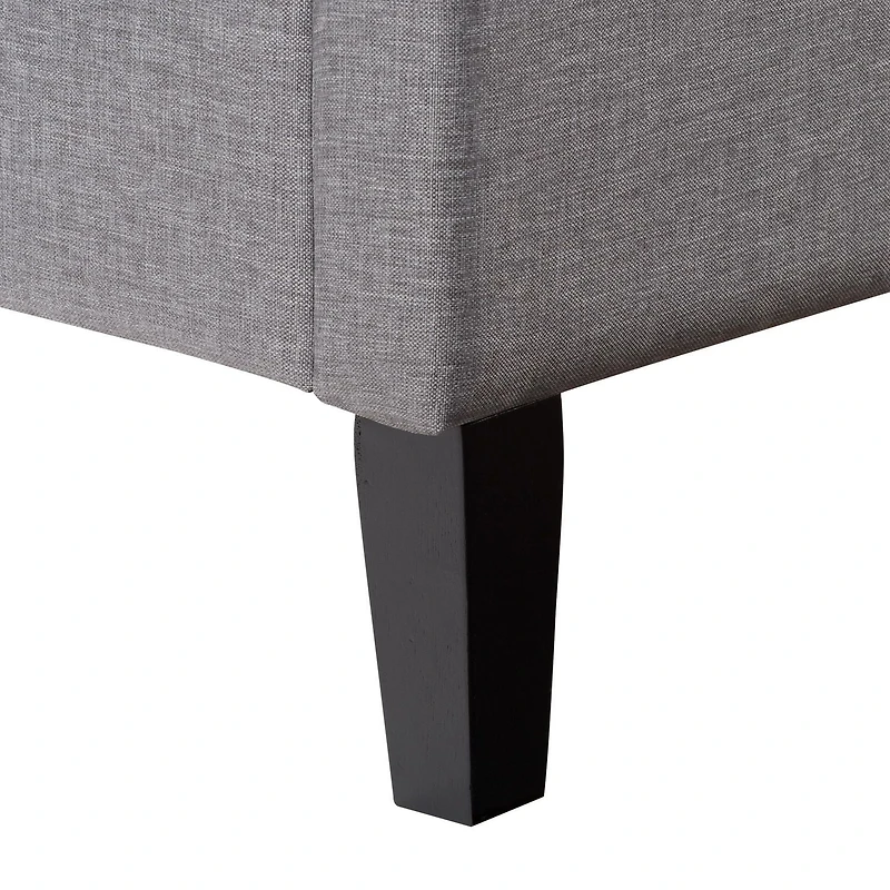 CorLiving Bellevue Adult Twin Upholstered Bed Frame with Wide-Rectangle Tufted Headboard and Slats - No Box Spring Required