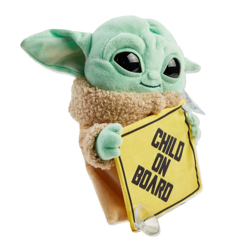 Peluche Grogu avec affiche «Child on Board» Star Wars