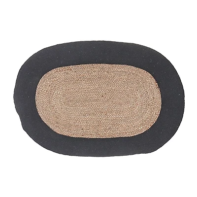 IH Casa Decor Oval Braided Jute Mat With Black Cotton Border 24 X 36