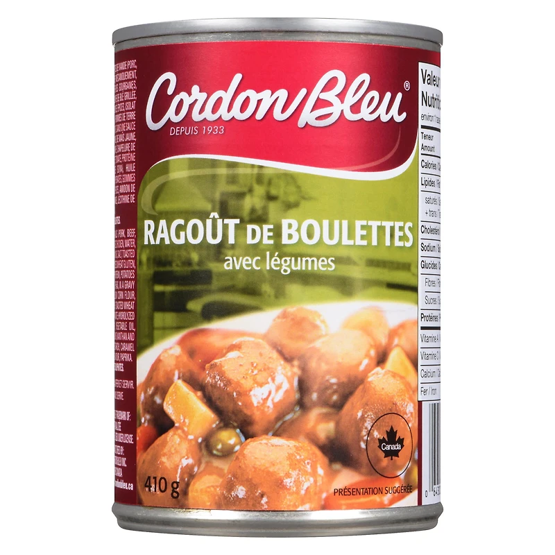 Cordon Bleu Ragoût de boulettes avec légumes