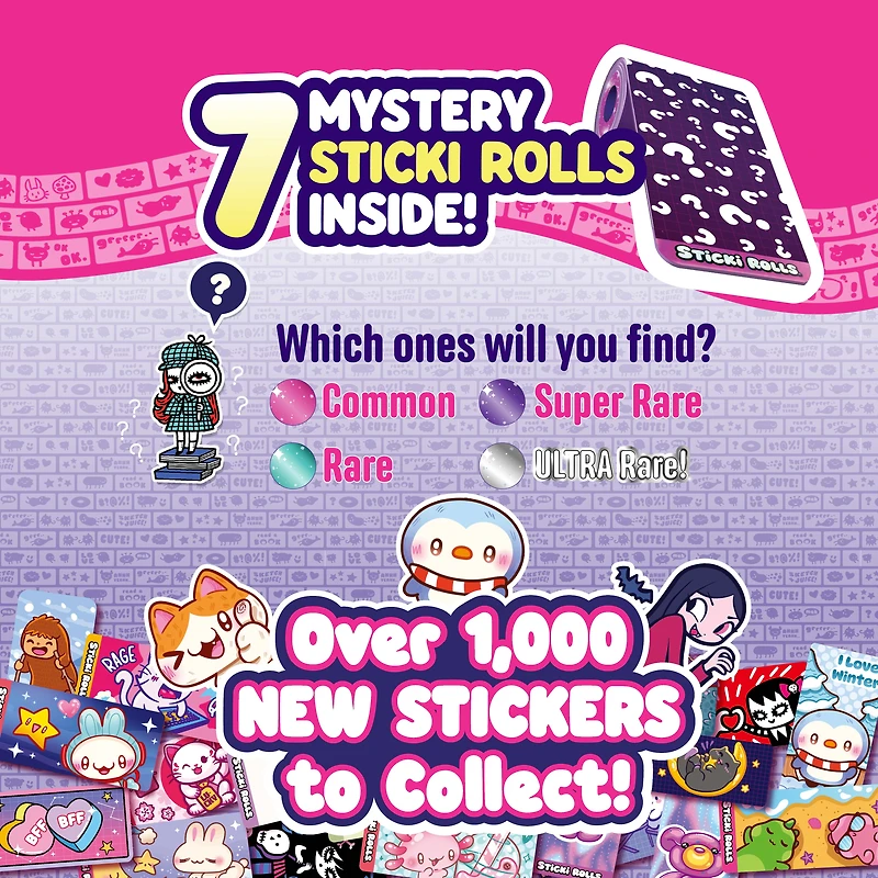Sticki Rolls Sticki Book - Wearable & Shareable Sticker Bracelet + Collection Book - 120 Mini Stickers - 50 Activity Pages - 1000+ Sticker Designs