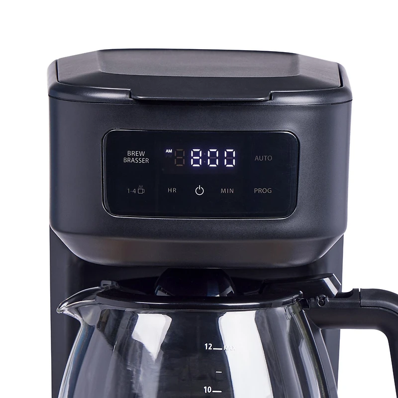 Cafetière programmable 12 tasses Mainstays avec écran tactile, noire
