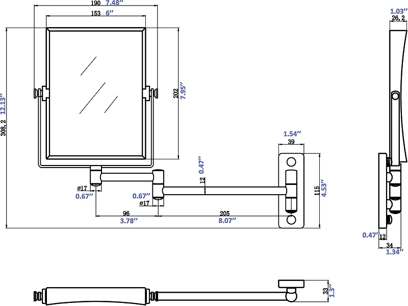 American Imaginations 16.36-in. x 12.13-in. Stainless Steel Magnifying Mirror  In Chrome AI-646