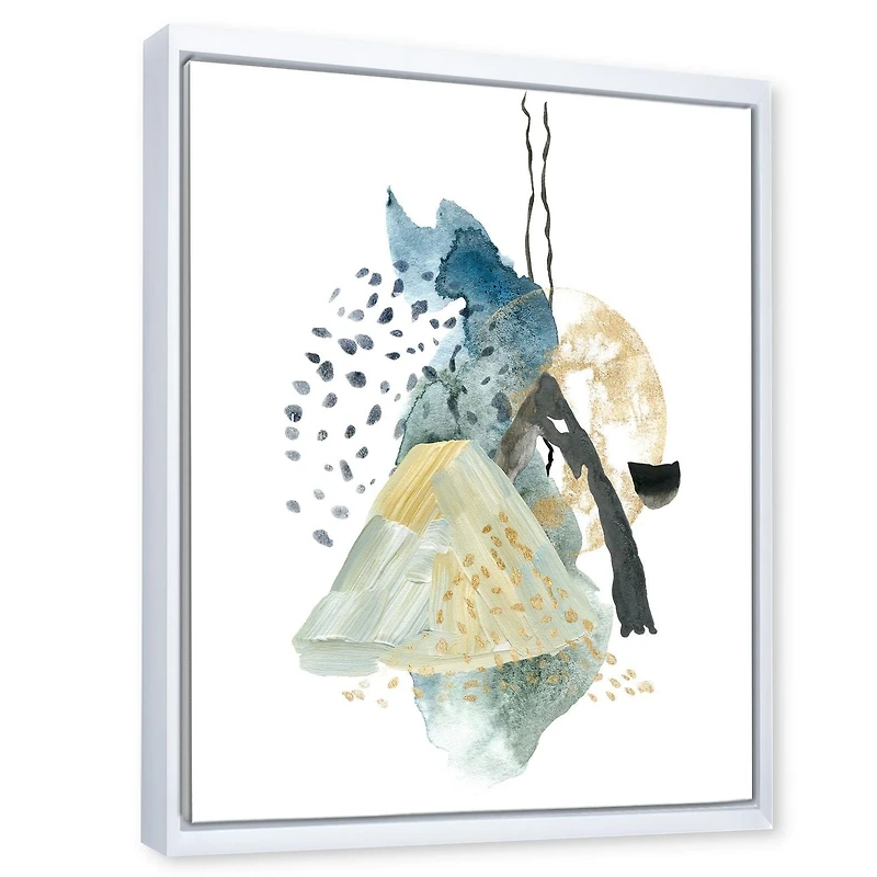 Designart Gouache Of Abstract Landscape With Mountain Moon FLOAT FRAME WALL ART