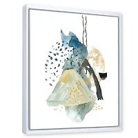 Designart Gouache Of Abstract Landscape With Mountain Moon FLOAT FRAME WALL ART