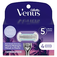 Gillette Venus Miami Minuit Extra Lisse Recharges de Lames de Rasoir pour Femmes, 4 Recharges