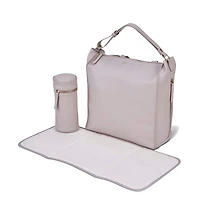 Bababing Diaper Bag - Lucia Backpack - Grey Blush - Luxury Slouch Style - Multi Carry: Shoulder Strap to Backpack - Vegan Leather - Two Insulated Bottle Holders, Large Wipeable Changing Mat, Stroller