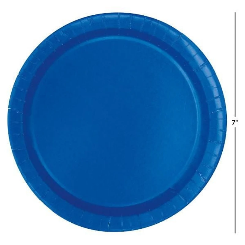 Assiettes à dessert rondes bleu électrique de 7 po, 70 ct Diamètre 17,1 cm