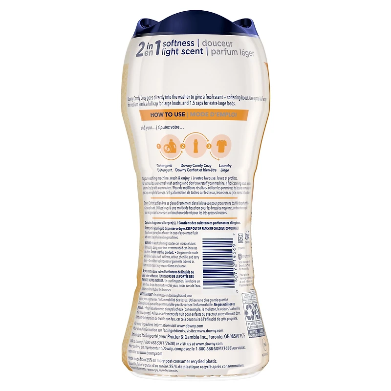 Downy Comfy Cozy In-Wash Laundry Scent Booster Beads, Toasted Vanilla Scent, Softness and Freshness, 368G