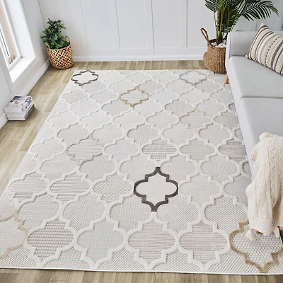 Rug Branch Maison Moroccan Indoor Area Rug, Cream Beige, Modern - Living Room, Bedroom, Dining Room, and Kitchen