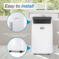 Climatiseur portatif BLACK+DECKER, 8 150 BTU SACC/CEC (12 000 BTU ASHRAE 128) pour pièces jusqu'à 550 pi², blanc