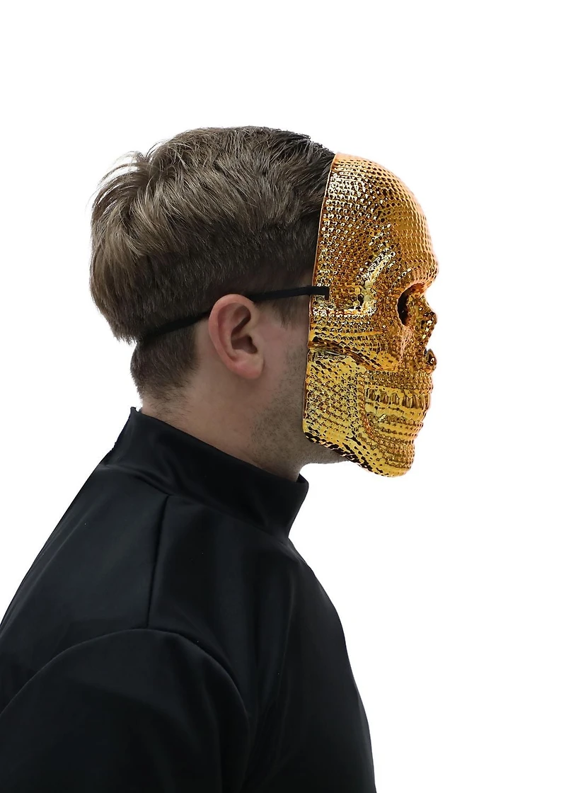 Adult Unisex Way to Celebrate Halloween Gold Rhinestone Skull Mask