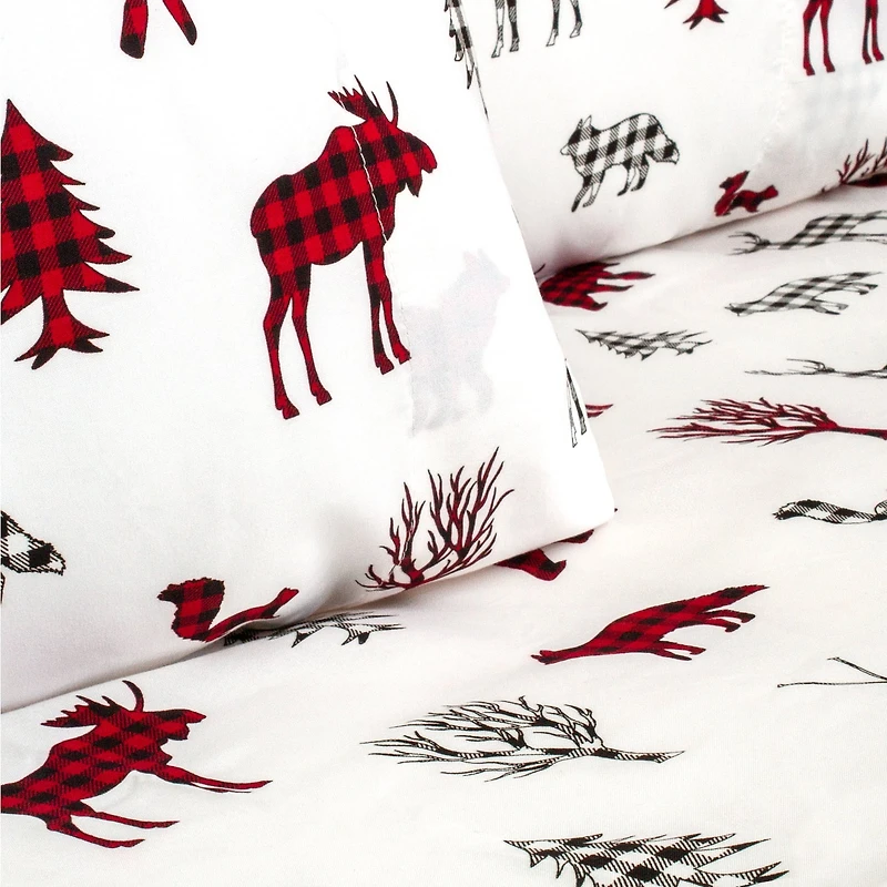 Safdie & Co. Ensemble De Draps 4PC Q Imprimé Faune
