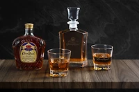 Crown Royal Whisky Decanter Set with 2 Drinking Glasses