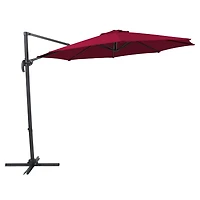 Parasol d'extérieur CorLiving de 2,9 m (9,5 pi) déporté, inclinable et pivotant, avec structure en aluminium et acier et toile résistante, rouge bordeaux