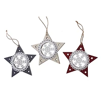 Christmas Ornament Star With Snowflake  - Set of 6