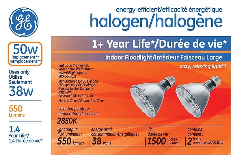 GE Energy-Efficient Halogen 38W PAR30 1PK