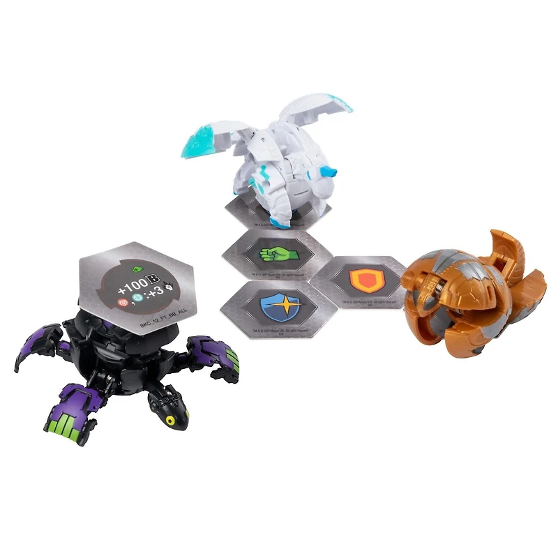 Bakugan, Starter Pack 3 personnages, Darkus Turtonium, Créatures transformables à collectionner, à partir de 6 ans