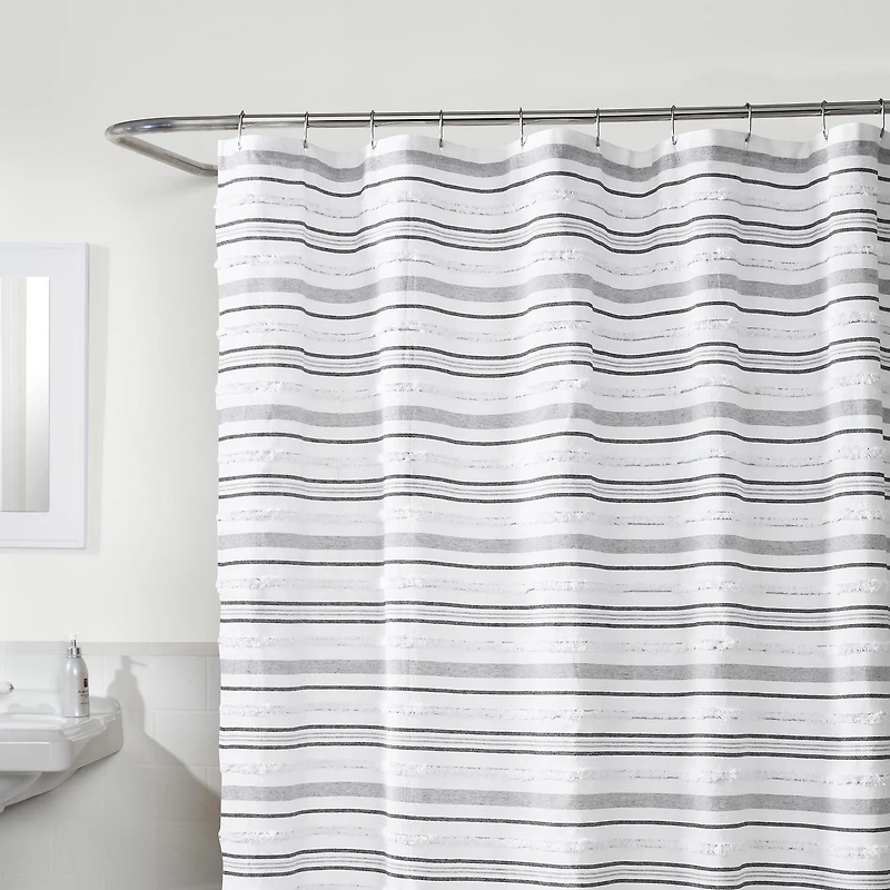 Rideau de douche Hometrends Graham à boucles tissées et matelassées, tissu lourd 70 po x 72 po
