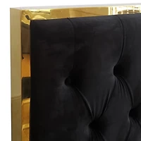 Lit, 60 po Contemporaine en Velours et Métal - Noir et Or