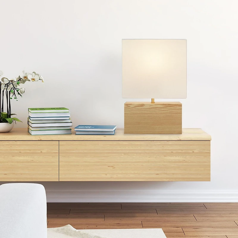 Lampe décorative Hometrends rectangulaire imitation bois blond