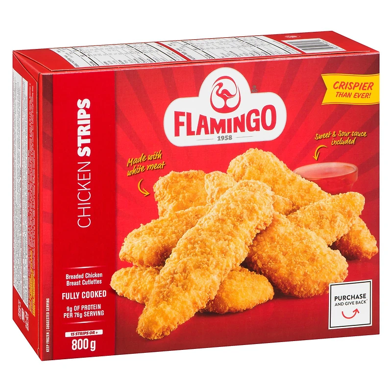 DISCONTINUE Lanières de poulet panées Flamingo avec sauce aigre-douce, entièrement cuites
