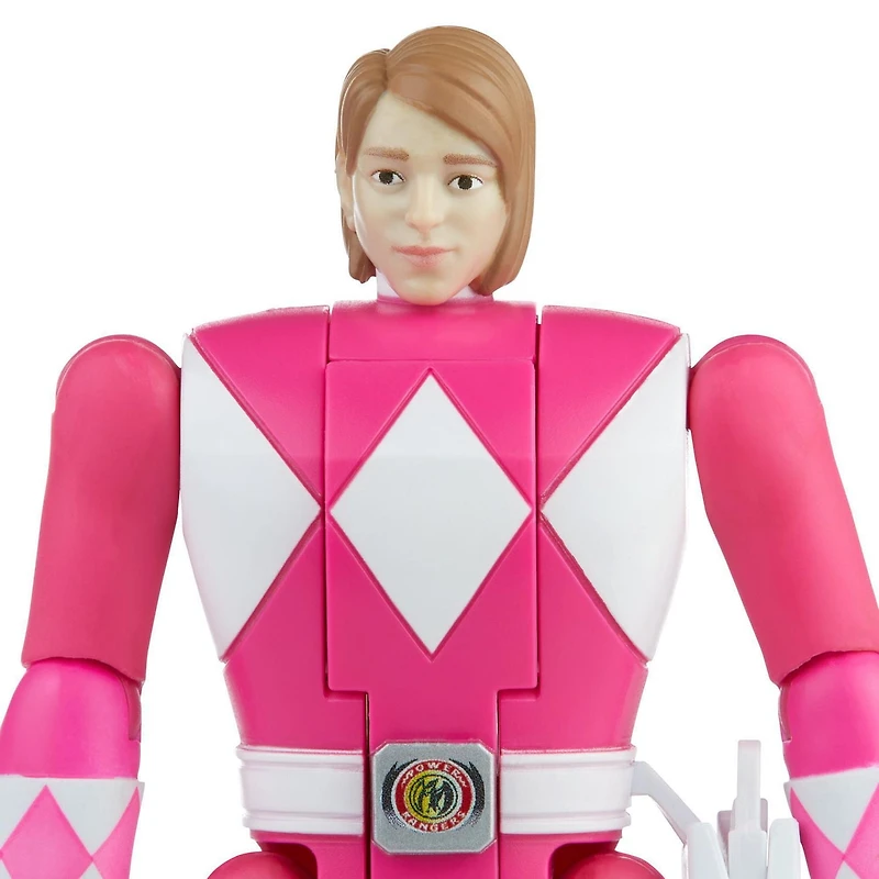 Power Rangers Retro-Morphin, figurine articulée Ranger rose, Kimberly, tête basculante, inspirée du jouet Mighty Morphin classique, dès 4 ans