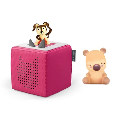 Tonies Playtime Puppy Starter Set Pink - Bilingual PLUS Night Light Tonie Sleepy Bear with bedtime melodies Bundle
