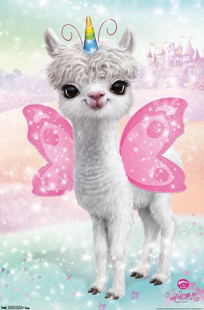 Animal Club - Lama Unicorn Wall Poster, 22.375" x 34"
