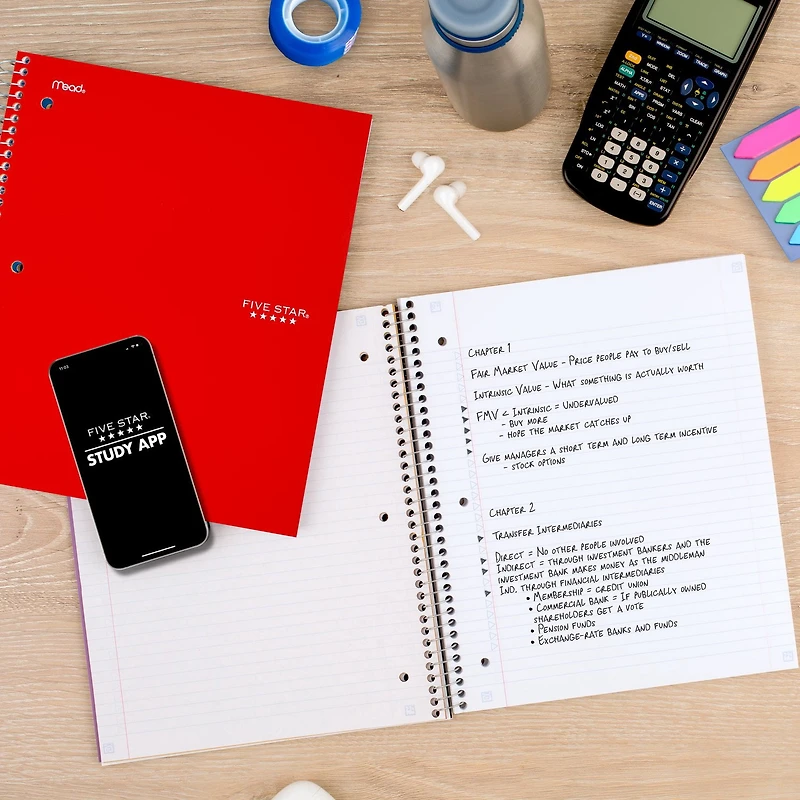 Five Star Cahier 5 sujets, 11 po, 400 pages rouge
