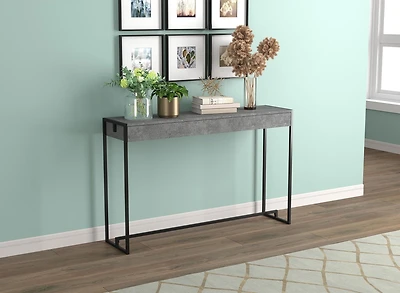 Safdie & Co. Console Table 47L Dark Cement Black Metal
